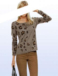 Leomuster-Pullover mit Strass sand