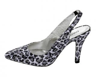 Leomuster-Slingpumps silber-grau