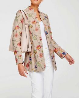 Longblazer mit Stickerei beige-bunt