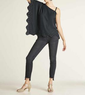 Longbluse mit Strass schwarz