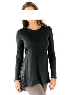 Longshirt mit Spitze schwarz