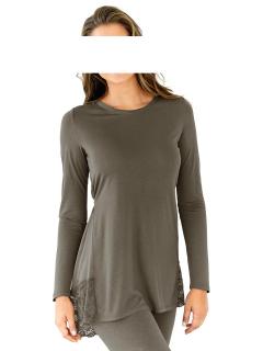 Longshirt mit Spitze taupe