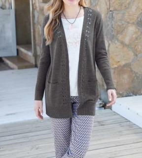 Longstrickjacke anthrazit