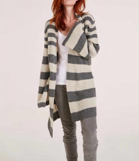 Longstrickjacke grau-offwhite