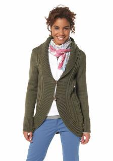 Longstrickjacke khaki