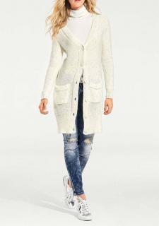 Longstrickjacke offwhite