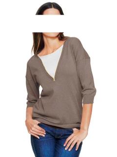 Luxus-2-in-1 Pullover taupe-creme