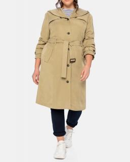 Lyocell-Trenchcoat mit Kapuze cappuccino