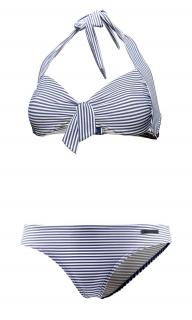 Marken-Bandeau-Bikini blau-weiß