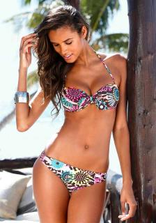 Marken-Bandeau-Bikini braun-bunt