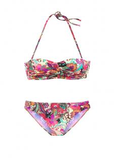 Marken-Bandeau-Bikini gelb-bedruckt C-Cup