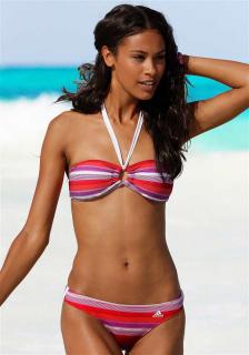 Marken-Bandeau-Bikini rot-bunt