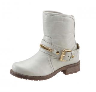 Marken-Boots mit Kette offwhite