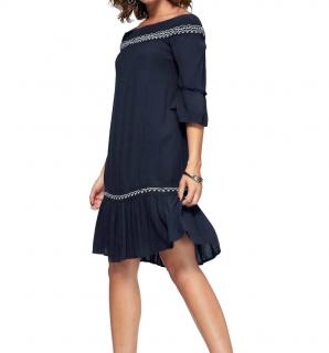 Marken-Carmenkleid marine