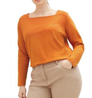 Marken-Carré-Langarmshirt rostorange