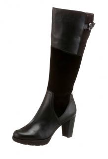 Marken-Damen-Leder-Stiefel schwarz Gr. 37