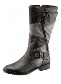 Marken-Damen-Lederimitat-Stiefel grau Gr. 38