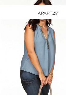 Marken-Denim-Top hellblau-gold