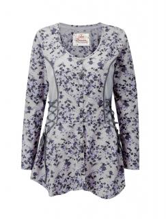 Marken-Druckbluse grau-lila