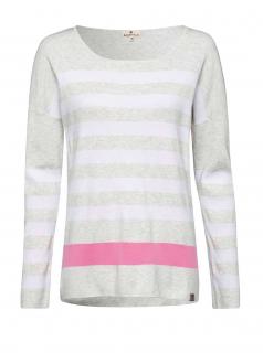 Marken-Feinstrickpullover grau-rosé