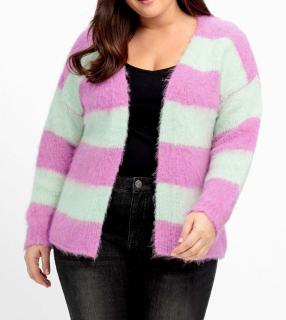 Marken-Flausch-Wollstrickjacke pink-mint