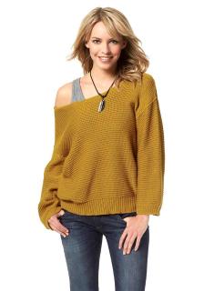 Marken-Grobstrickpullover goldfarben