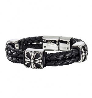 Marken-Herren-Lederarmband schwarz