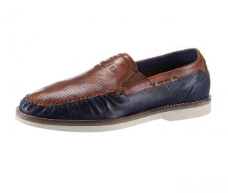 Marken-Herren-Lederslipper cognac-navy