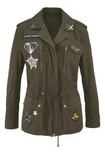 Marken-Jacke mit Badges und Pins khaki