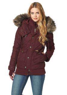 Marken-Jacke mit Webpelzkragen bordeaux