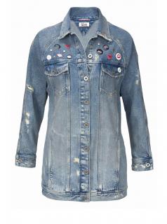 Marken-Jeans-Longjacke hellblau