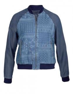 Marken-Jeans-Look-Blouson blau