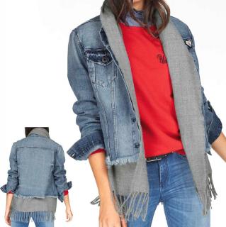 Marken-Jeansjacke und -Weste blau-grau