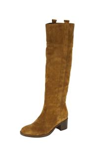 Marken-Kalb-Velourslederstiefel cognac