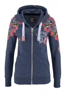 Marken-Kapuzen-Sweatjacke dunkelblau