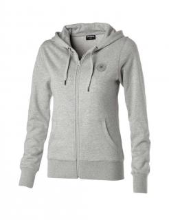 Marken-Kapuzen-Sweatjacke grau meliert