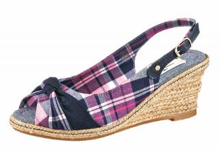 Marken-Karo-Sandalette blau-pink