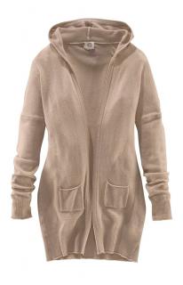 Marken-Kaschmir-Longstrickjacke beige