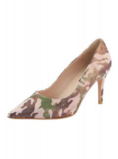 Marken-Leder-Pumps bunt-metallic