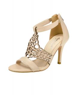 Marken-Leder-Sandalette beige