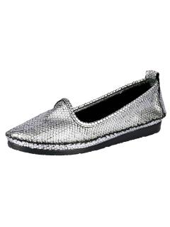 Marken-Leder-Slipper silberfarben