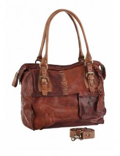 Marken-Lederhandtasche cognac