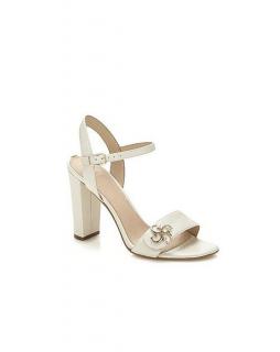 Marken-Ledersandalette offwhite