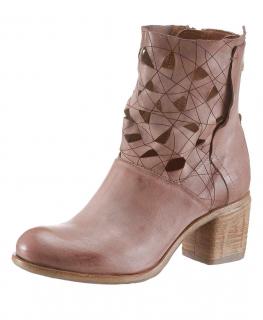 Marken-Lederstiefelette altrosa