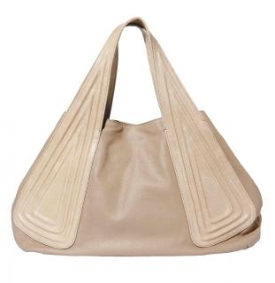 Marken-Ledertasche beige