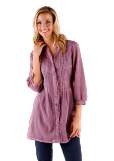 Marken-Longbluse mit Spitze lavendel