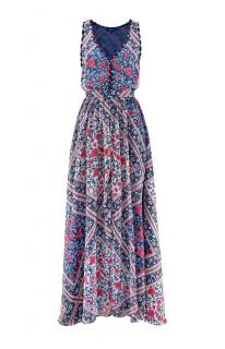 Marken-Maxikleid blau-rot Gr. XS