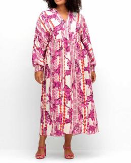 Marken-Maxikleid mit Alloverprint TIGER pink