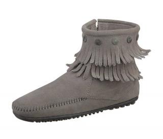 Marken-Mokassins-Stiefelette grau