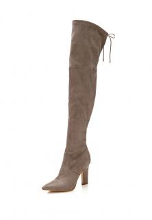 Marken-Overkneestiefel beige